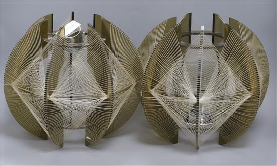 Paul Secon for Sompex. A pair of nylon filament and chrome ceiling shades, Germany, 1960s height 26.5cm